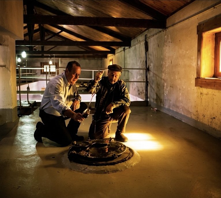 Ruggeri y su padre en la bodega